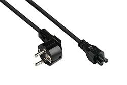 Good Connections P0105-S018 - Cavo di alimentazione, 1,8 m, spina di protezione tipo E+F (CEE 7/7, angolato) a C5 (dritto), cavo di alimentazione per notebook, monitor, 0,75 mm², colore: Nero