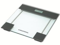 Grundig Pèse-personne numérique en verre trempé - Charge maximale : 180 kg - Kilos, pounds, pierres - Avec 2 piles AAA
