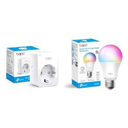 TP-Link Tapo P110 Presa Intelligente con Monitoraggio Energia, Smart Plug & TP-Link L530E Lampadina WiFi Intelligente LED Smart Multicolore, E27