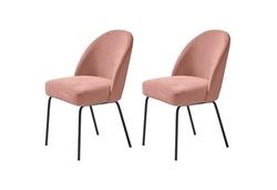 FJORDFORM Eetkamerstoel, stoel van 2 stuks, roze chenille, zwarte metalen poten, één maat