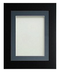 Frame Company Watson Matte Black Picture Photo Frame fitted with Perspex, 7x5 inch with Light Blue Mount for image size 6x4 inch