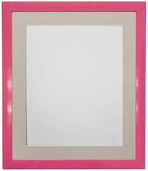 FRAMES BY POST Cadre photo rose de 1,9 cm avec passe-partout gris clair 30,5 x 25,4 cm - Dimensions de l'image : 25,4 x 20,3 cm - Verre plastique