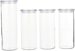 Bohemia Cristal 093 006 041 SIMAX voorraadpotten gemaakt van hittebestendig borosilicaatglas, set van 4 (1 stuk: 1,8 l/3 stuk: 1,4 l) met kunststof deksel helder