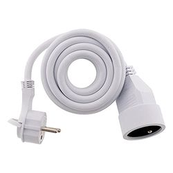 Zenitech Prolongateur 16A 2P+T HO5VV F 3G1,5 Blanc 3m avec fiche extraplate