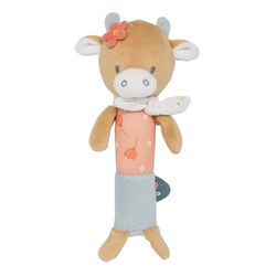 Nattou Cricri Mila la Vache, en Coton et Velours, Doudou Vache Mila, avec couineur, env. 18 cm, Mila, Zoë et Lana, Beige