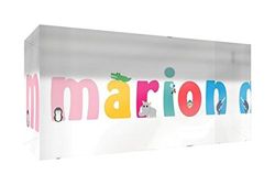 Little helper herinnering deco acryl transparant gepolijst als diamantstijl illustratief bont met de naam Meisjesnaam Marion 5 x 15 x 2 cm klein