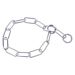 JACK AND VANILLA, Collier Chaîne pour Chien à Maillons Ovales en Acier Chromé, Résistante à la Corrosion, Design Ergonomique, Idéale pour l'Éducation Canine, 4 mm x 83 cm, Chromé