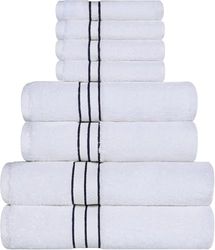 Superior Set di asciugamani, in cotone turco, ideale per bagno padronale, bagno degli ospiti o spiaggia, ultra felpato, il set include: 8 pezzi, asciugamani per il viso/doccia, asciugamani da bagno,