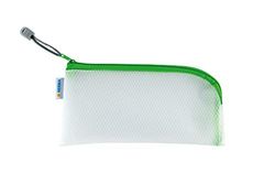 HERMA 20004 Zip Cosmetic Bag, transparent (23 x 11 cm) small zippered travel pouch for mobile phone, charging cable, cosmetics, pens, keys, clear toiletry bag with zipper in green