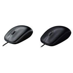 Logitech B100 Mouse USB Cablato, 3 Pulsanti, Rilevamento Ottico, Ambidestro & M90 Mouse USB Cablato, 1000 DPI, Mouse Ambidestro, Compatibile con PC/Mac/Laptop, Grigio