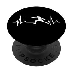 Fencing Heartbeat EKG Pulse PopSockets PopGrip Adhesivo