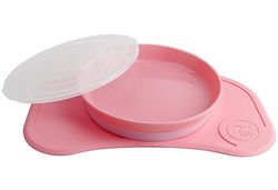 Twistshake Click-Mat Mini 31 x 17 cm Mantel Individual Placa de Alimentación para Mayoría Bandejas para Tronas + Plato Sellado con Tapa Alimentación para Bebés, Vajilla, Sin BPA, 6+ Meses, Rosa Pastel