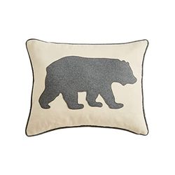 Eddie Bauer Cinzento urso de sarja decorativo almofada