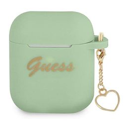 Guess GUA2LSCHSN Case for AirPods Cover Green Silicone Charm Heart Collection