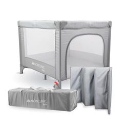 Mobiclinic®, Parc pour Bébé, 2 en 1, Lit de Voyage, Sac de Voyage, Pliable, Entrée Latérale, Parc pour Bébé, 0-3 Ans, Sleepland, Filet Respirant, 2 Roues avec Frein, Matelas Amovible
