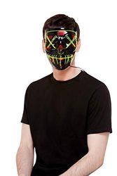 Stitch Face Mask, Green Neon Light Up, Black