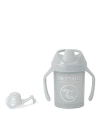 Twistshake Mini Cup with Leak Proof Soft Drinking Spout 230ml, Spill Free Trainning Sippy Bottle with Fruit Mixer and Silicone Seal for Toddlers and Babies, 4+ Months, BPA Free, Light Grey