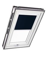 Store d'obscurcissement Roto ZRV Originale - Occultation Presque Totale - Rail de Guidage Blanc - pour la Série Designo R6/R8, i8 et Classic 64/84 - Taille 094/118 | 09/11 - Couleur du Tissu Bleu