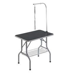 VEVOR Table de Toilettage pour Chien Animaux de Compagnie Pliable 914,4x609,6 mm Charge de 149,7 kg avec 1 Potence 2 Cordes d'Attache Panier de Rangement Table pour Chiens de Taille Moyenne et Petite