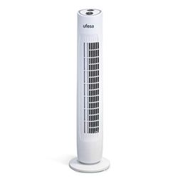 Ufesa TW1100 Torenventilator, 45 W, 3 snelheden, 2-uurs timer, oscillatie links/rechts, handgreep voor eenvoudig transport, wit