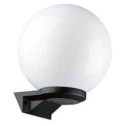 DOPO Lighting - Applique VIC con base nera e globo bianco E27 (Ø25cm) per esterni IP43. Ideale per terrazze, portici e balconi.