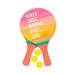 Legami - Strandracketar, 2 racketar och 3 bollar, ergonomiskt handtag, fodral ingår, för vuxna och barn, 23 x 38 cm, Sunset-tema