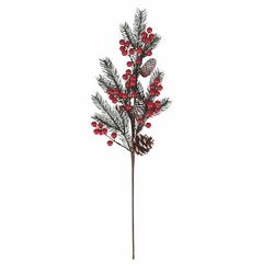 Villa d'Este Home Tivoli Gren Röda bär, tallnålar och tallkottar Snöig effekt h. 60 cm, Xmas, Röd + Grön + Brun, Medium