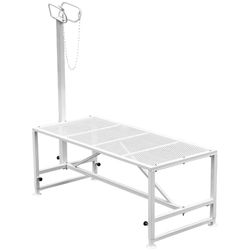 VEVOR Boskapshållare 130 x 59 cm trimfäste med rak huvuddel, getfäste med robust metallram, fårklippshållare, vit boskapshållare