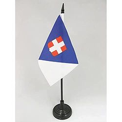 AZ FLAG - Drapeau De Table Département de la Savoie - 15x10 cm - Mini Drapeau Du Département Savoyard De Bureau 100% Polyester Avec Hampe De 25cm Et Socle En Plastique Noir