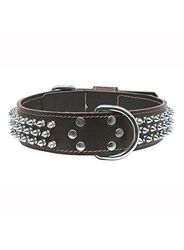 Zolux 3-radig läderhalsband 60 cm brun