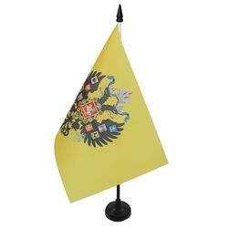AZ FLAG - Drapeau De Table Russie WWI 21x14 cm - Petit Drapeau Russe De Bureau 100% Polyester Avec Hampe De 25cm Et Socle En Plastique Noir