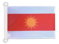 AZ FLAG - Drapeau Yesidi nouveau - 45x30 cm - Pavillon Nautique Yézidisme Spécial Bateau Et Extérieur En Maille Bloquée Avec Anneaux Plastiques Intégrés - 30g
