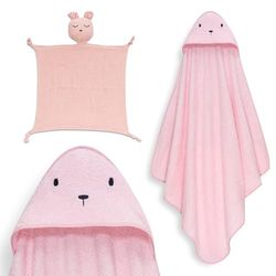 Interbaby - Mantello da bagno per bambini + mussola di Dudu | Asciugamano con cappuccio 100% cotone, unisex, morbido, asciugatura rapida, ideale per neonati, neonati e bambini piccoli, design orso