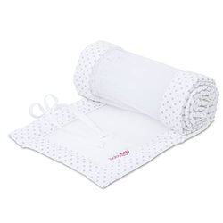 babybay Tour de lit en maille piquée pour modèle Boxspring XXL Blanc à pois gris perle