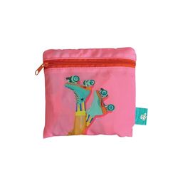 Portico Designs Ltd Emily Brooks Fun Rollerskates Design Felroze Herbruikbare Opvouwbare Tote Shopper Bag In Zip Pouch, roze, Eén maat, Hedendaags