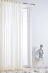 JOTEX Ellen Multifunctional Curtain - Linen Curtain Extra Wide 100% Linen (Pack of 1) - Natural White, 300 cm
