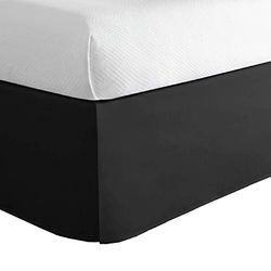 Luxury Hotel Tailored Bed Skirt, Box Pleats, 14 Inch Drop, Twin, Black
