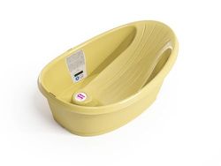 OKBABY Banheira Onda Baby - base antiderrapante, com termómetro incorporado - suporte traseiro em ângulo - interior da banheira ou do chuveiro - amarelo