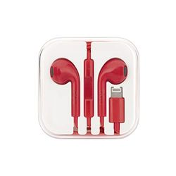 DCU Tecnologic | Hoofdtelefoon, hoofdtelefoon voor iPhone/iPad, met microfoon en volumeregeling, stereogeluid, rood