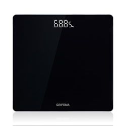 GRIFEMA GA2001-28 Digital personvåg, 180 kg/400 lb noggrannhet 50g/0,1 lb, stor LED-display, 5 mm härdat glas, automatisk på/av, batterier ingår, svart