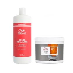 Wella Professionals Color Fresh Mask, Temporary Hair Colour Refresh Treatment, Invigo Color Brilliance Colour Protection Shampoo, 1x Hair Dye 500ml & 1x Colour Protection Shampoo 1l, Copper Glow