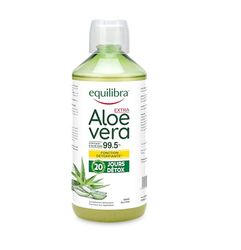Equilibra Compléments Alimentaires, Aloe Vera Extra 99,5%, à Consommer Pur(e) ou Dilué(e), Aloin Free, Détox, Pure Pulpe, Sans Eau Ajoutée, Produit Végan, Sans Gluten, 1 Litre