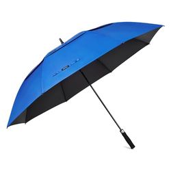 G4Free Parapluie de golf de 119,4 cm, protection UV, ouverture automatique, double toile surdimensionnée, coupe-vent, soleil, pluie, bleu roi/noir