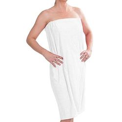 DII - Serviette de bain enveloppante - En microfibre - Pour femme - Ajustable - Avec turban pour cheveux - Lavable en machine - Parfait pour les dortoirs d'université, la piscine, la gym, la plage, le vestiaire, la salle de bain, pour le spa - Blanche, blanc, Regular