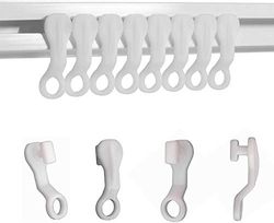 50 Crochets en Plastique Blancs pour Rails de Rideau, faciles à Installer sur Rail de Plafond, White