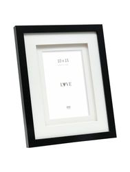Deknudt Frames Cadre photo noir en bois MDF avec double passe-partout - S65KK2 P1 10x15cm - Pour image de 10 x 15 cm - à accrocher ou à poser