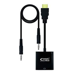 Brightium Converter HDMI naar SVGA met audio, HDMI A/M-SVGA/H + jack 3,5 / H, stekker naar bus, zwart, 10 cm + 1 m