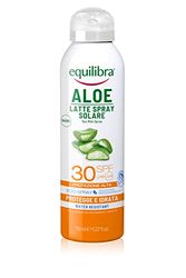 Equilibra Solari, Aloe Latte Spray Solare Spf 30, Latte Solare con Aloe Vera, Olio di Cocco, Olio di Argan e Vitamina E, Protegge dalle Scottature, per un'Abbronzatura Sana, Water Resistant, 150 ml