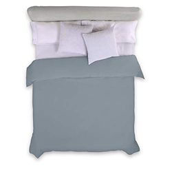 Juego de funda nórdica de algodón orgánico de 200 hilos, color ceniza. Cama de 150 cm (3 piezas)