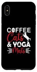 Carcasa para iPhone XS Max Gatos de café y esterillas de yoga Gatos y café para damas Yoga Kitty